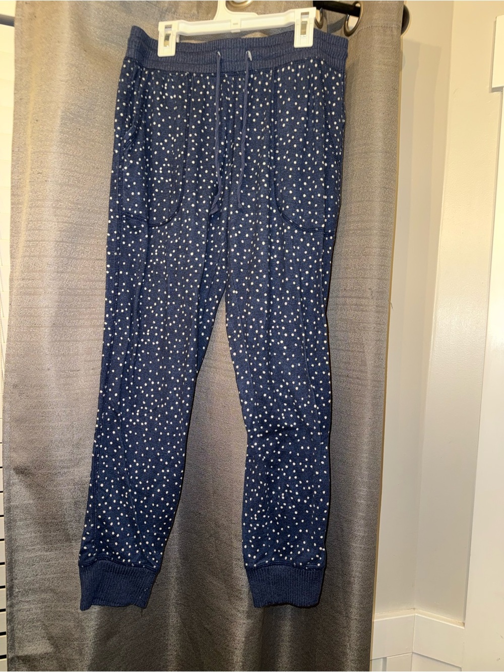 Women's Navy Blue Polka Dot Pajama Joggers
